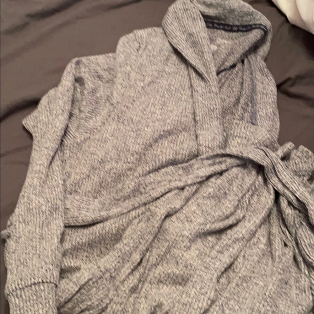 Heather navy grey robe and slippers